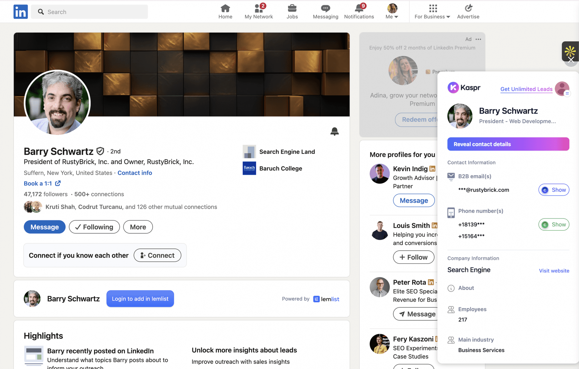 Kaspr LinkedIn extension