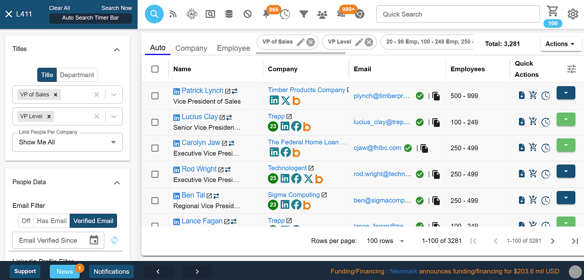 Lead 411 interface