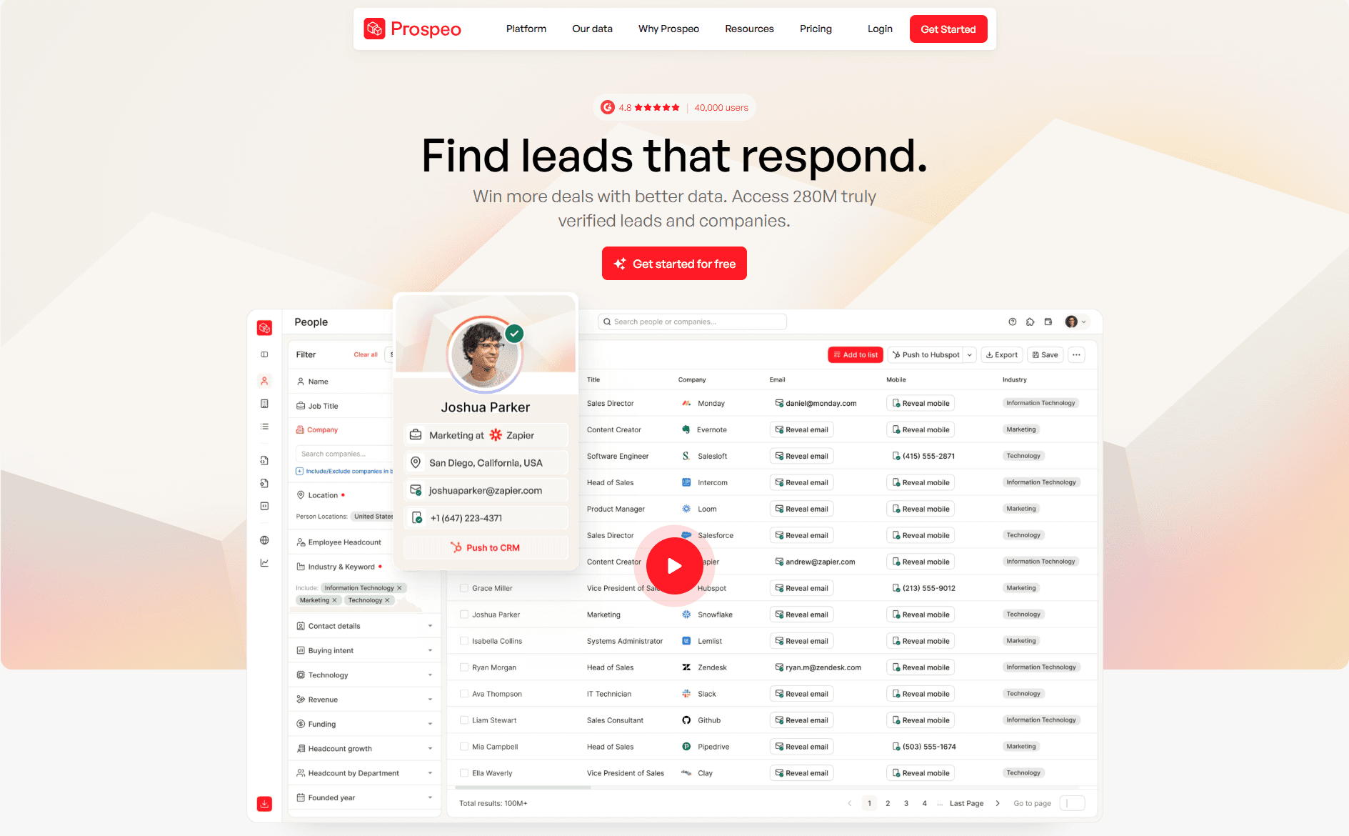 Prospeo email finder